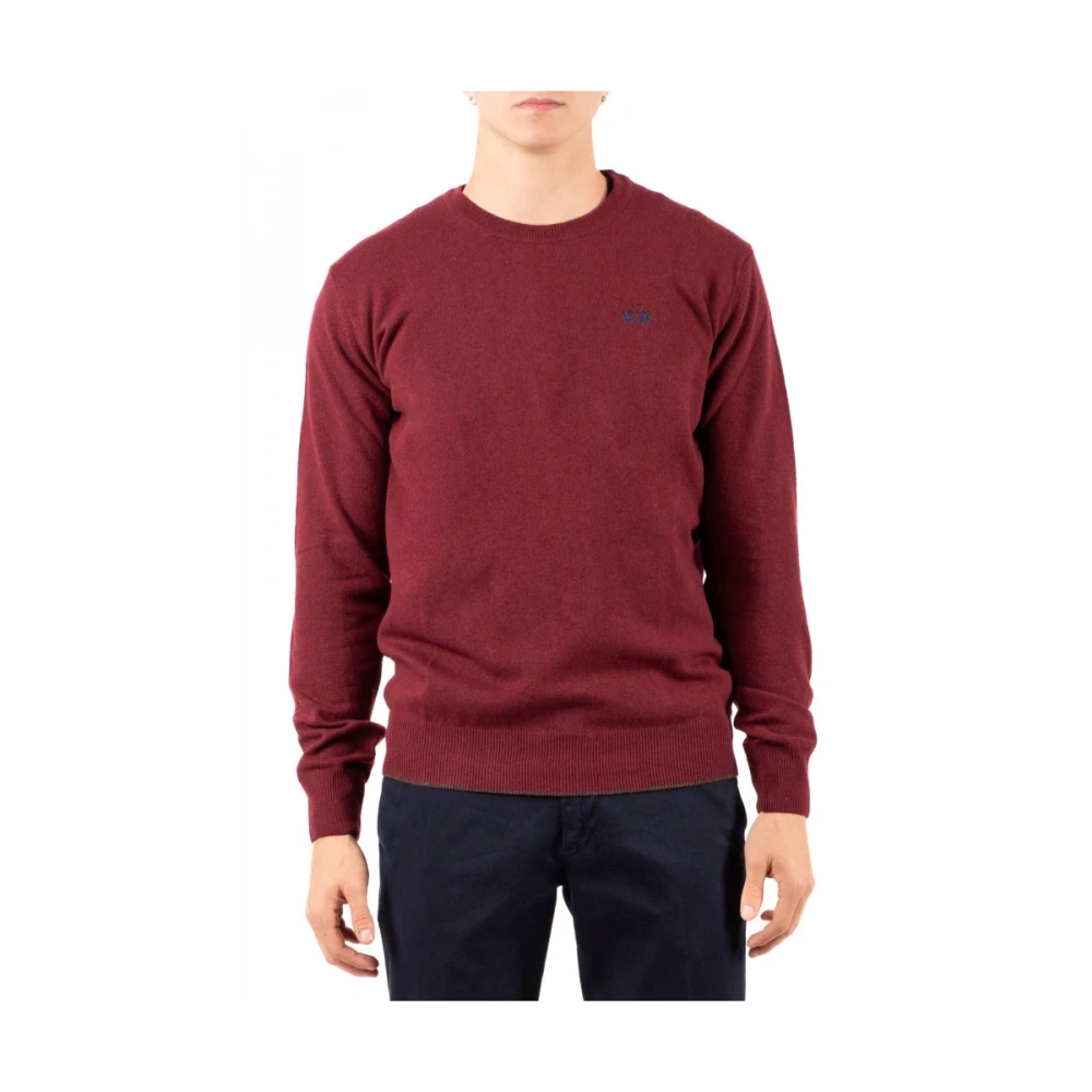La Martina Men's Red Maglia - Round-Neck Knitwear - M - Knitwear