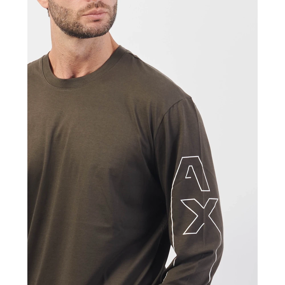 Armani Exchange Groene longsleeve katoenen T-shirt Green Heren