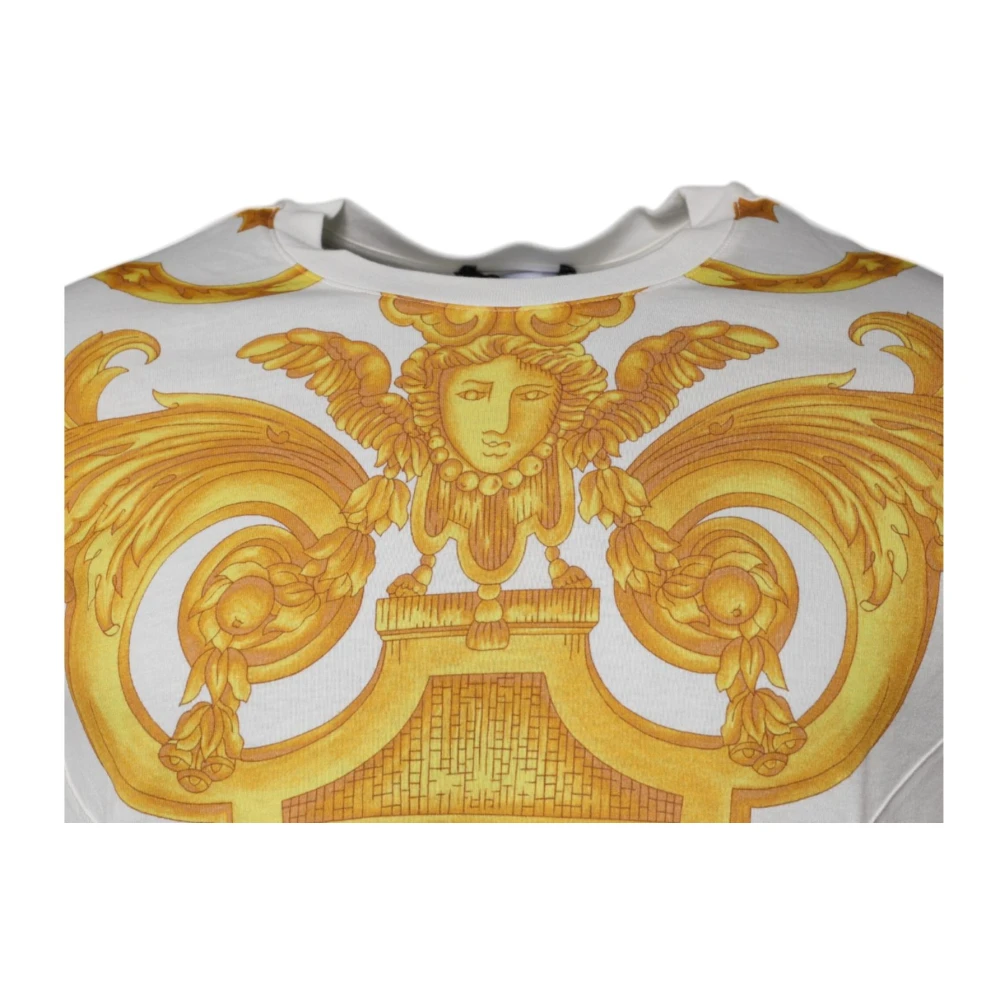 Versace Medusa Print Cotton Crew Neck T-shirt White Heren
