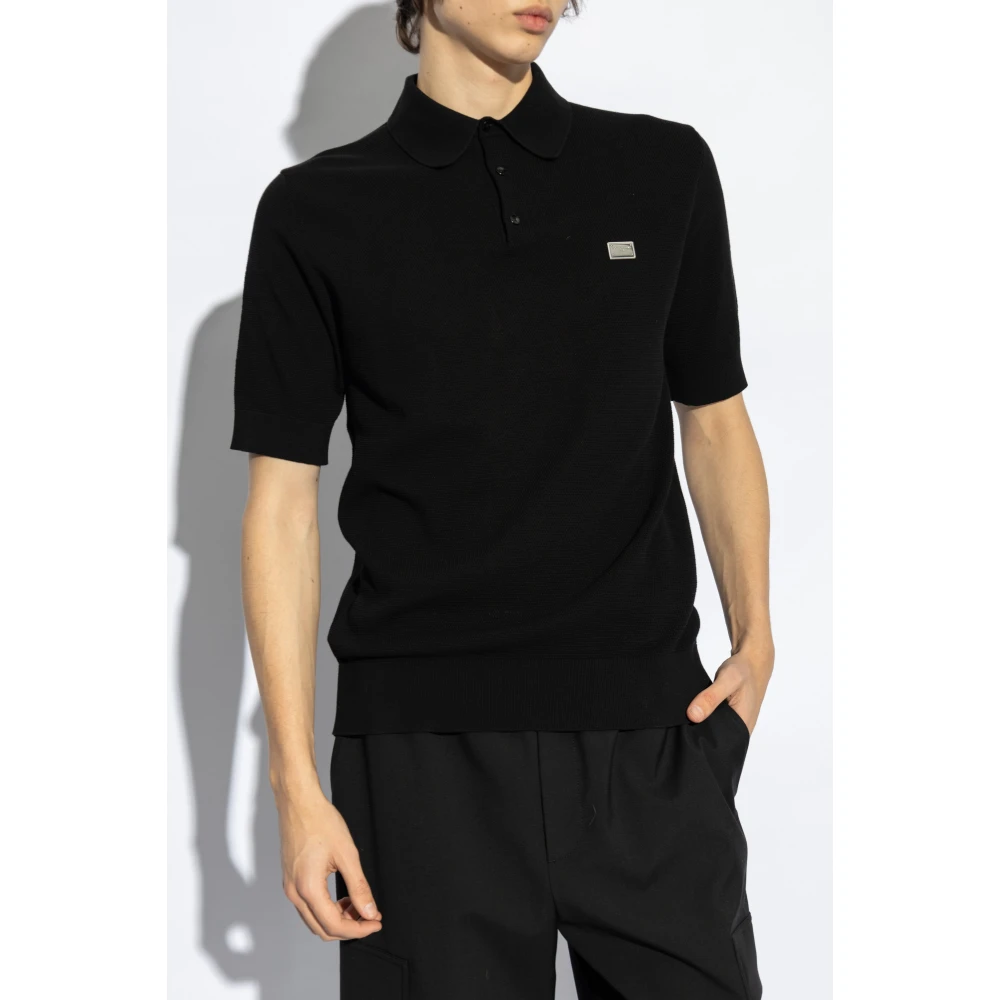 Dolce & Gabbana Polo met applicatie met gegraveerd logo Black Heren