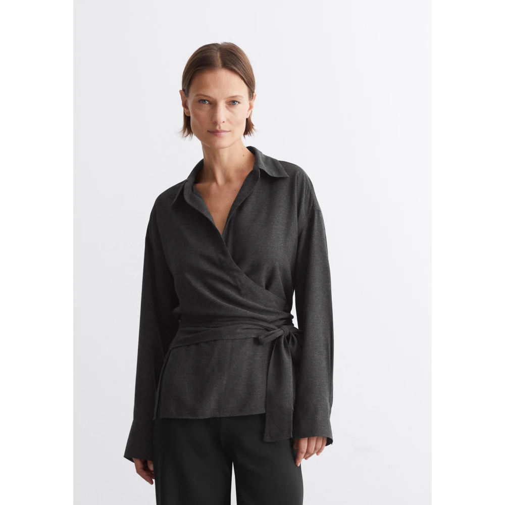 Marc O'Polo Relaxte wikkelblouse Gray Dames