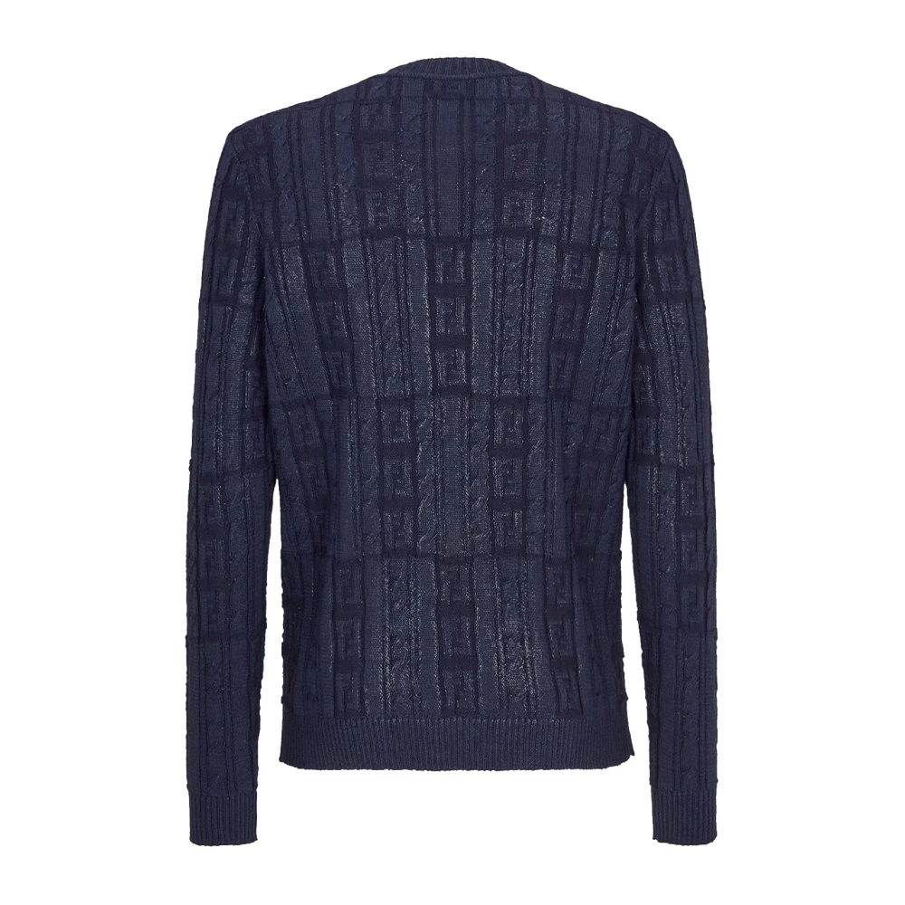 Fendi Gevlochten wollen trui met FF-details Blue Heren