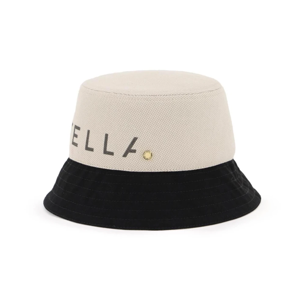 Stella Mccartney Bucket Hat met Logo Lettering en Twee-Tone Design Beige Dames