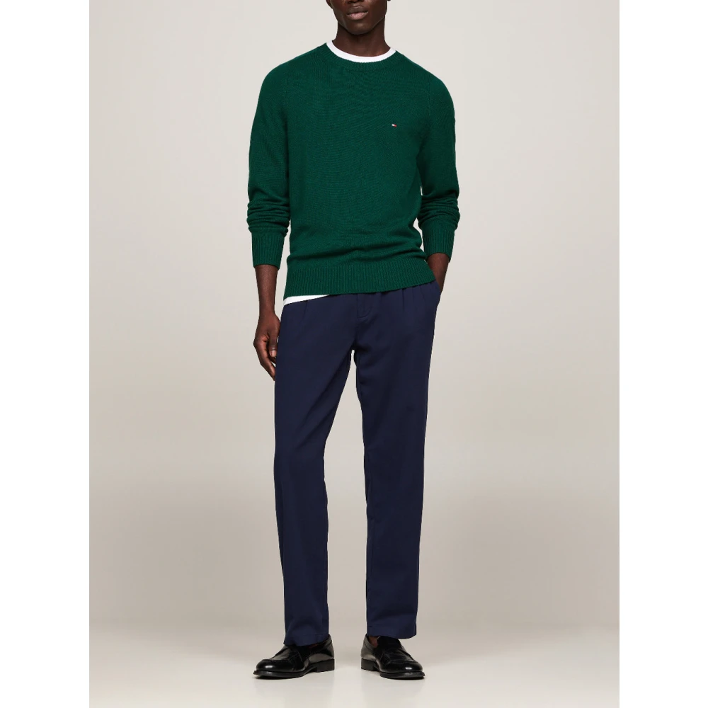 Tommy Hilfiger Groene Trui Lamswol Ronde Hals Stijl Green Heren