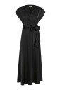 pitch-black-dress-with-v-neck-and-belt