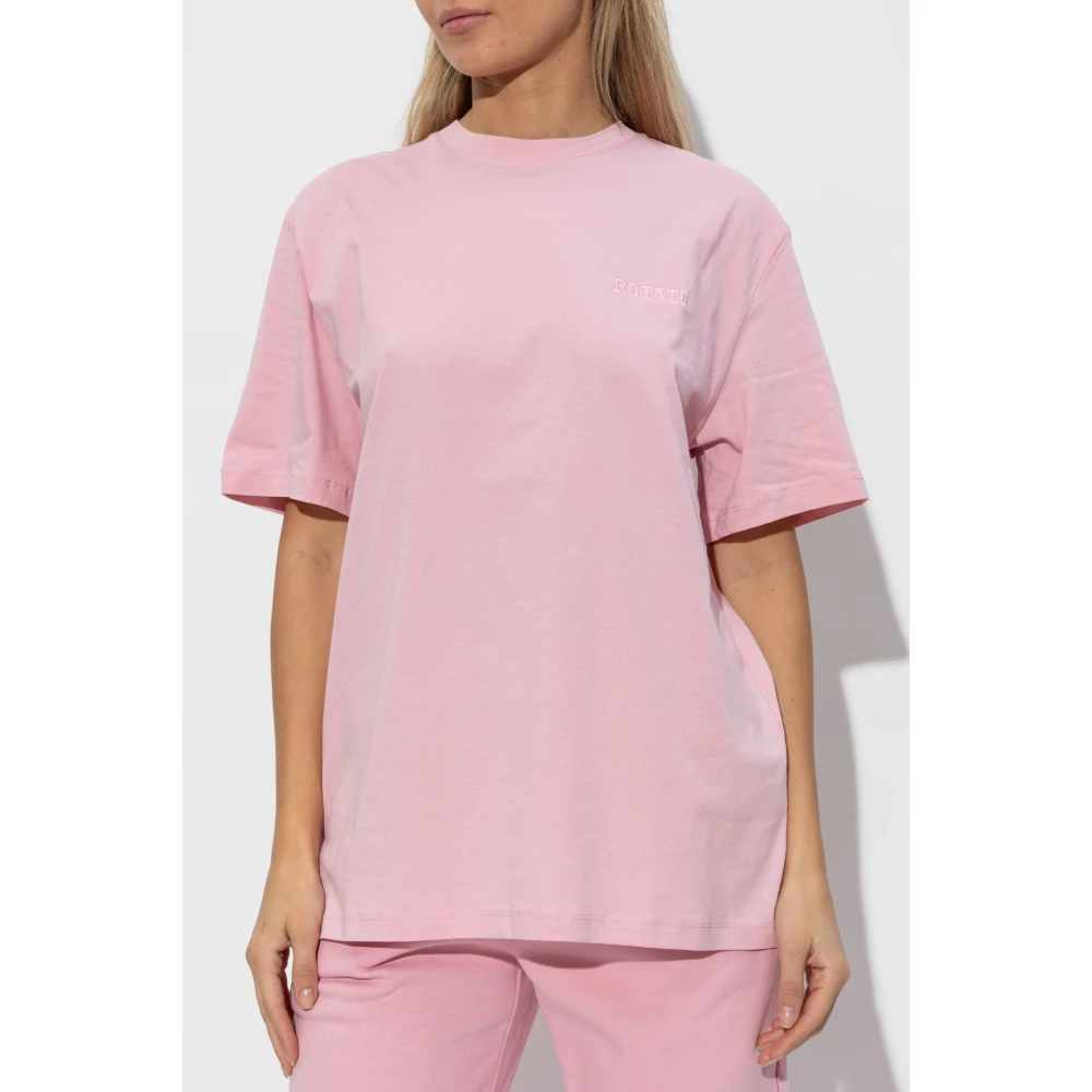 Rotate Birger Christensen T-shirt met Logo Pink Dames