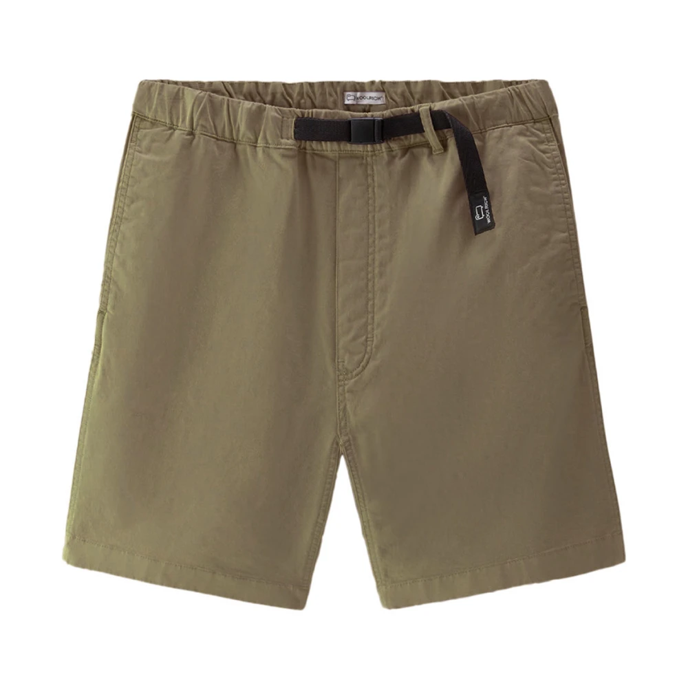 Woolrich Garment-Dyed Chino Shorts in Stretch Cotton Green Heren