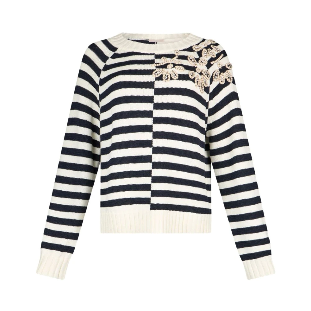 Liu Jo Damen Multicolor Pullover Mit Schmuckstickerei
