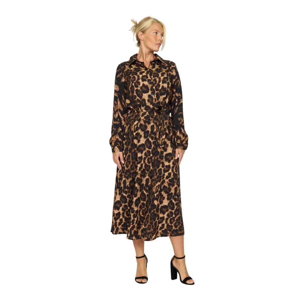 2-Biz Zomerjurk met knoopsluiting Lichtblauw Brown Dames