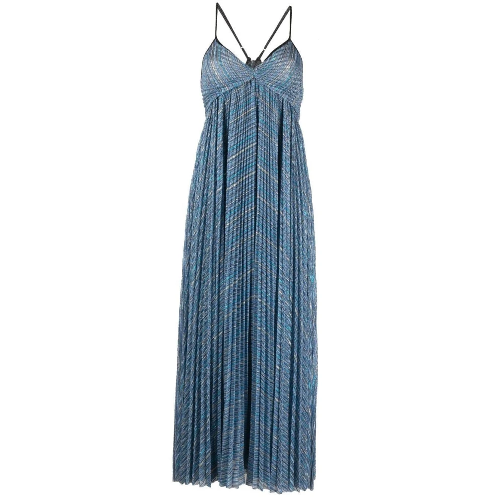 Forte Forte Women's Blue Maxi Dresses, M, Maxi Dress With Lurex Plissé