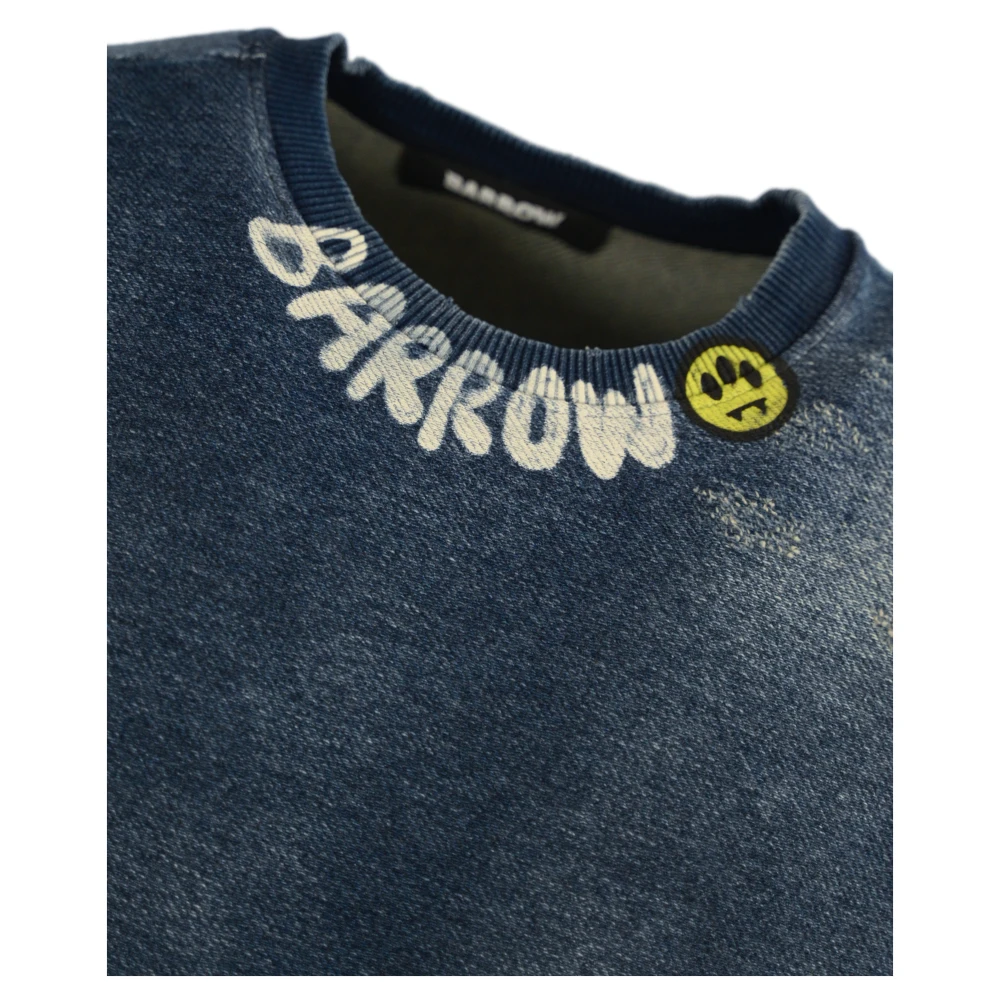 Barrow Katoenen Unisex Sweater met Ribdetails Blue Heren