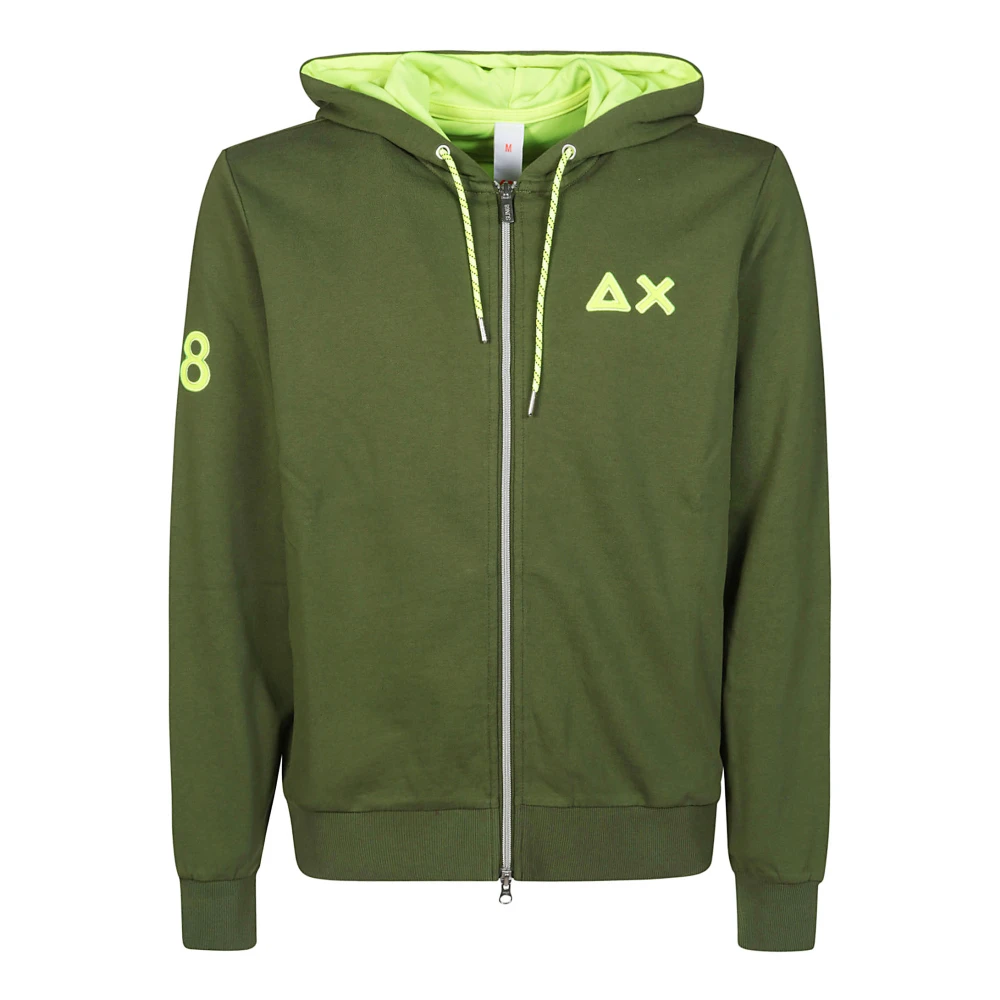 Sun68 Hoodie met fluorescerende logoprint Green Heren