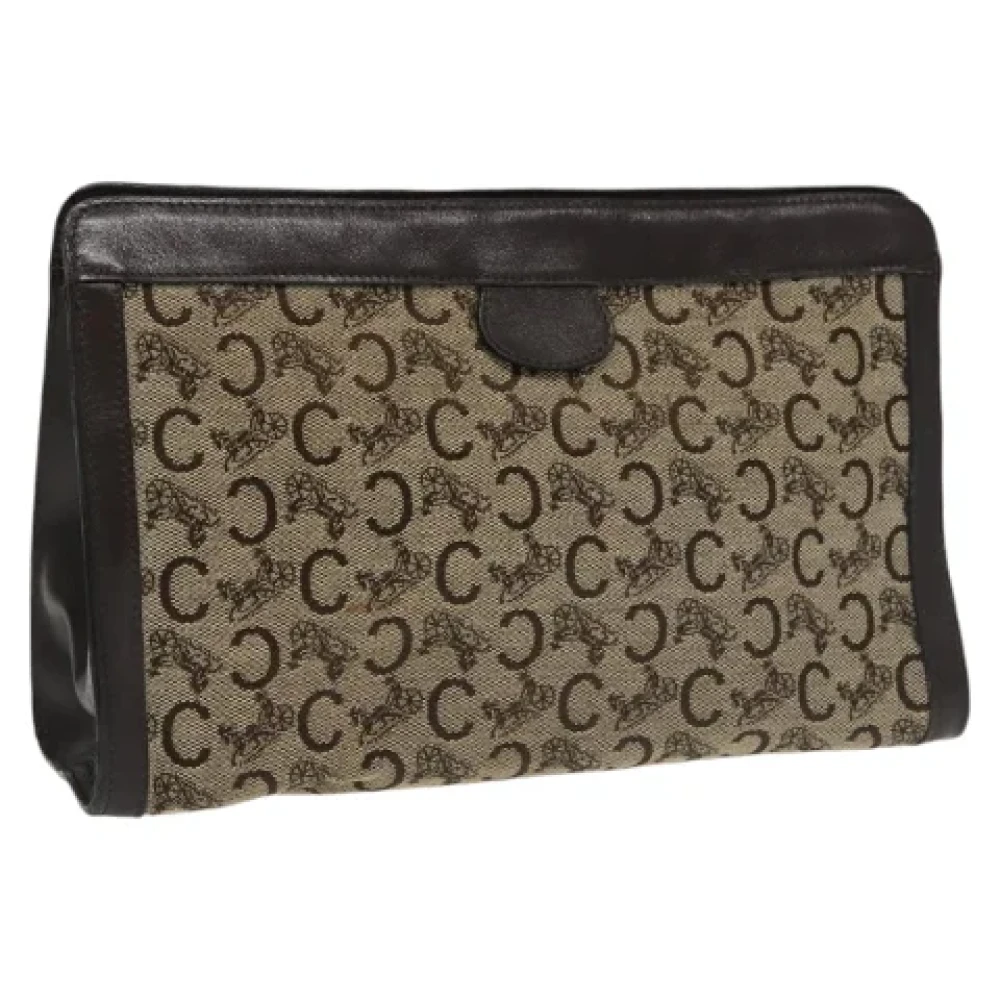 Celine Vintage Pre-owned Canvas clutches Beige Dames