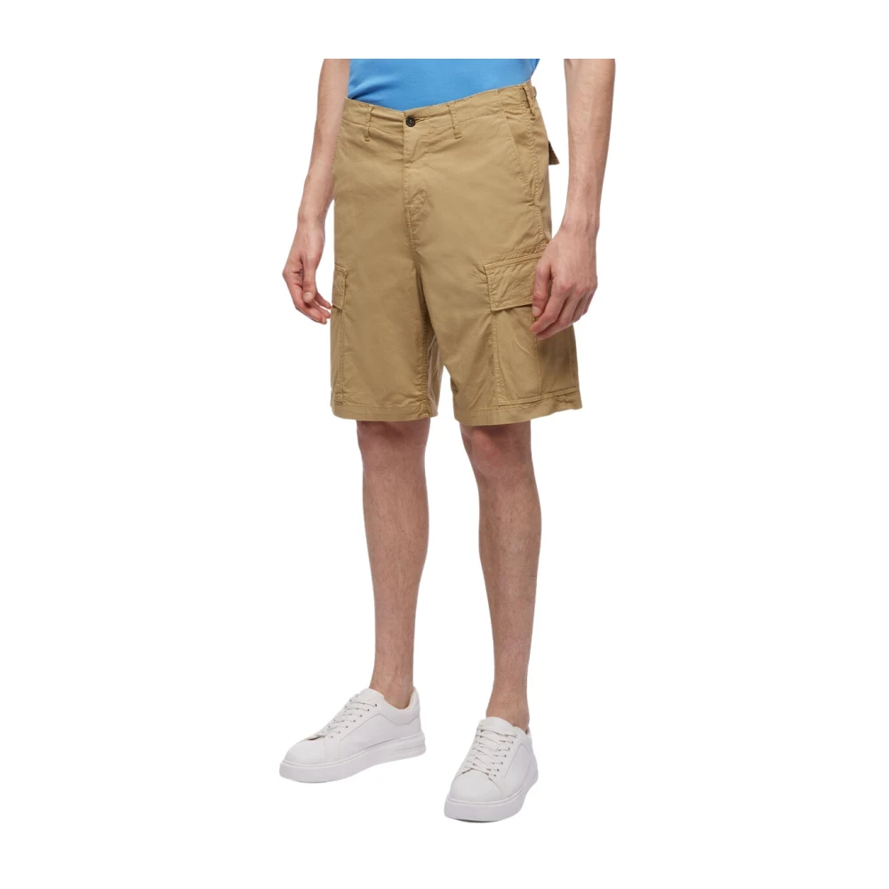 Brooks Brothers Khaki Stretch Katoenen Cargo Shorts Beige Heren