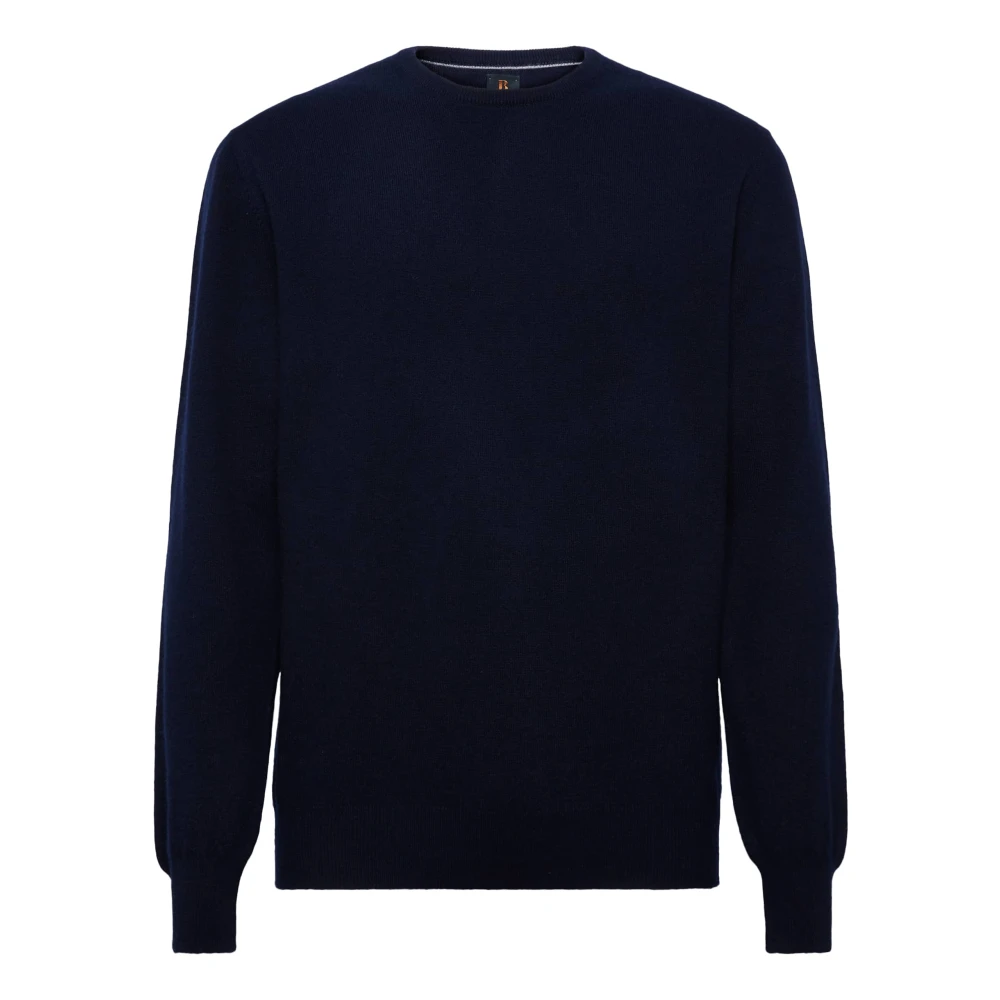 Boggi Milano Crew Neck Trui Van Kasjmier Blue Heren