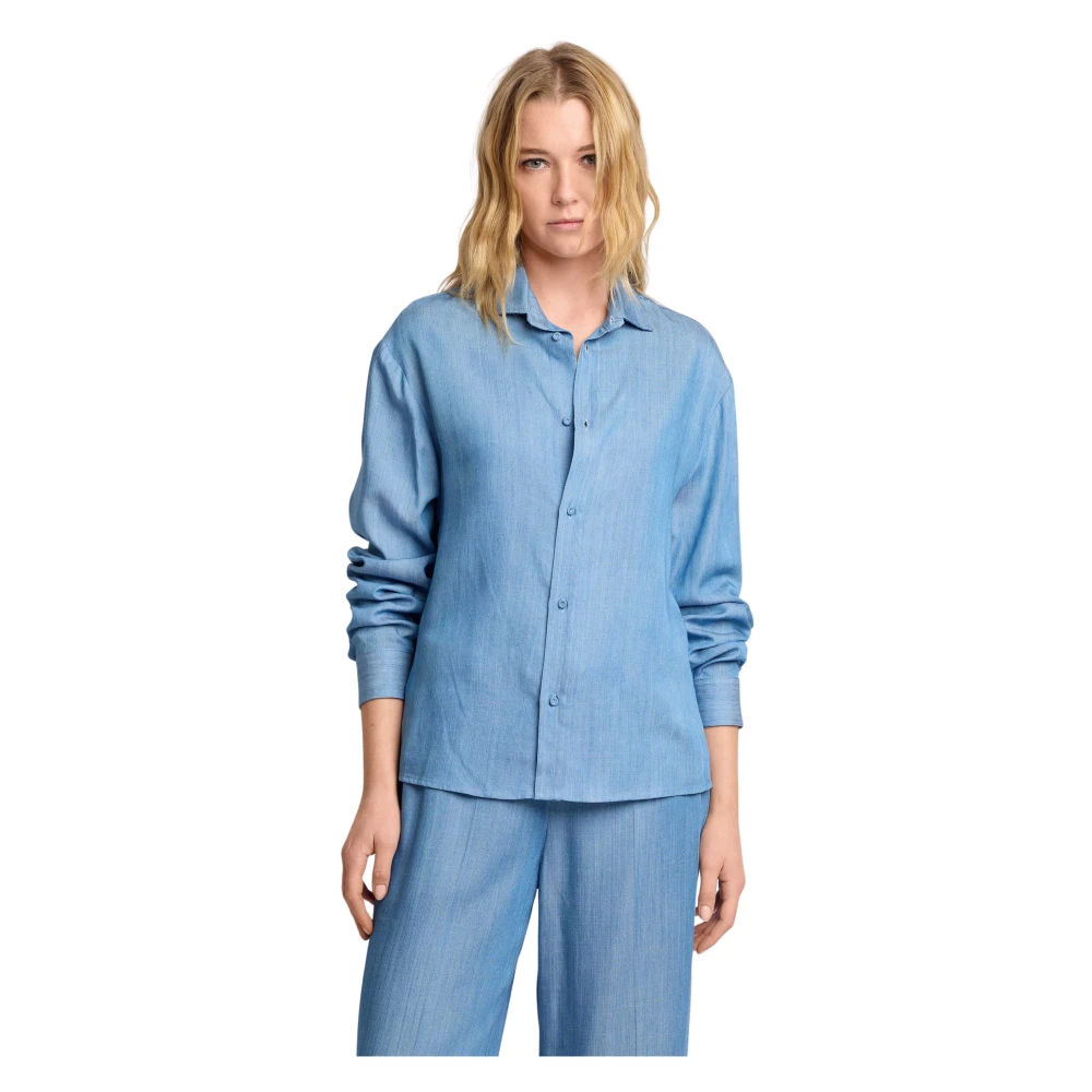 Kocca Blue Chic Long Sleeved Party Blouse - Female - Shirts - S - Blouses & Shirts
