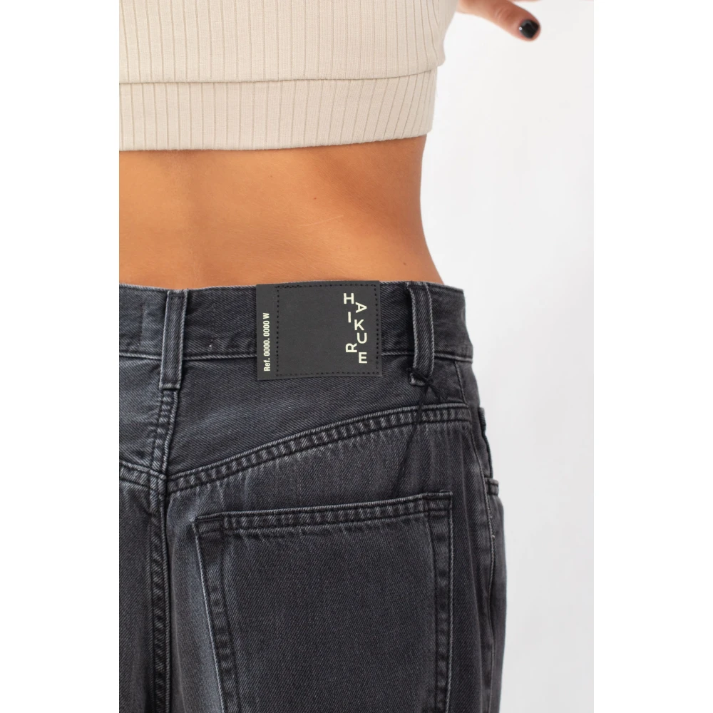 Haikure Zwarte Was Geplooide Jeans Black Dames