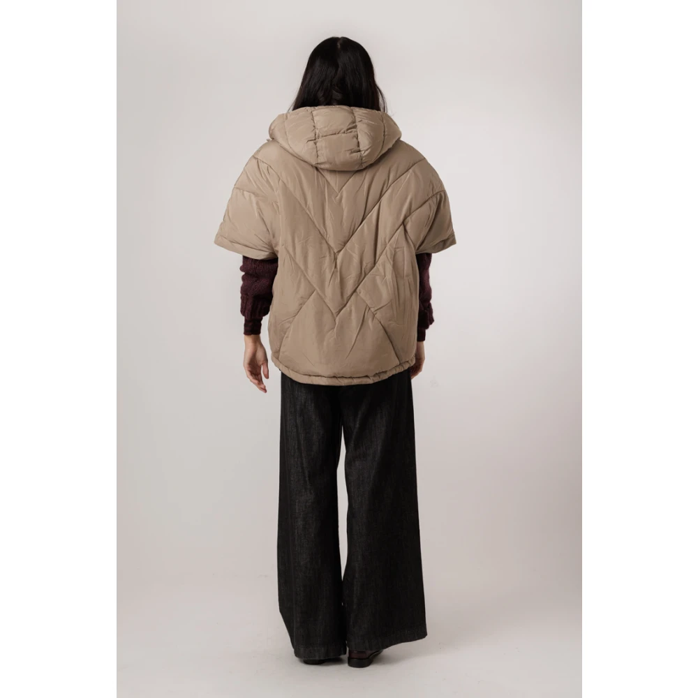 Ottod'Ame Stenen Cape Pufferjas met capuchon Brown Dames