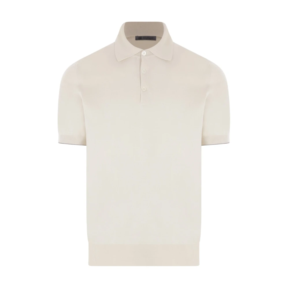 BRUNELLO CUCINELLI Ivoor Katoenen Polo met Molgrijze Details Beige Heren