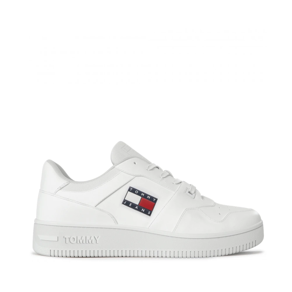 Tommy Hilfiger Retro Leren Basket Sneakers White Dames