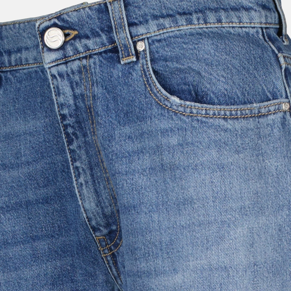 Stella Mccartney Vintage Wide Leg Jeans met Frayed Edges Blue Dames