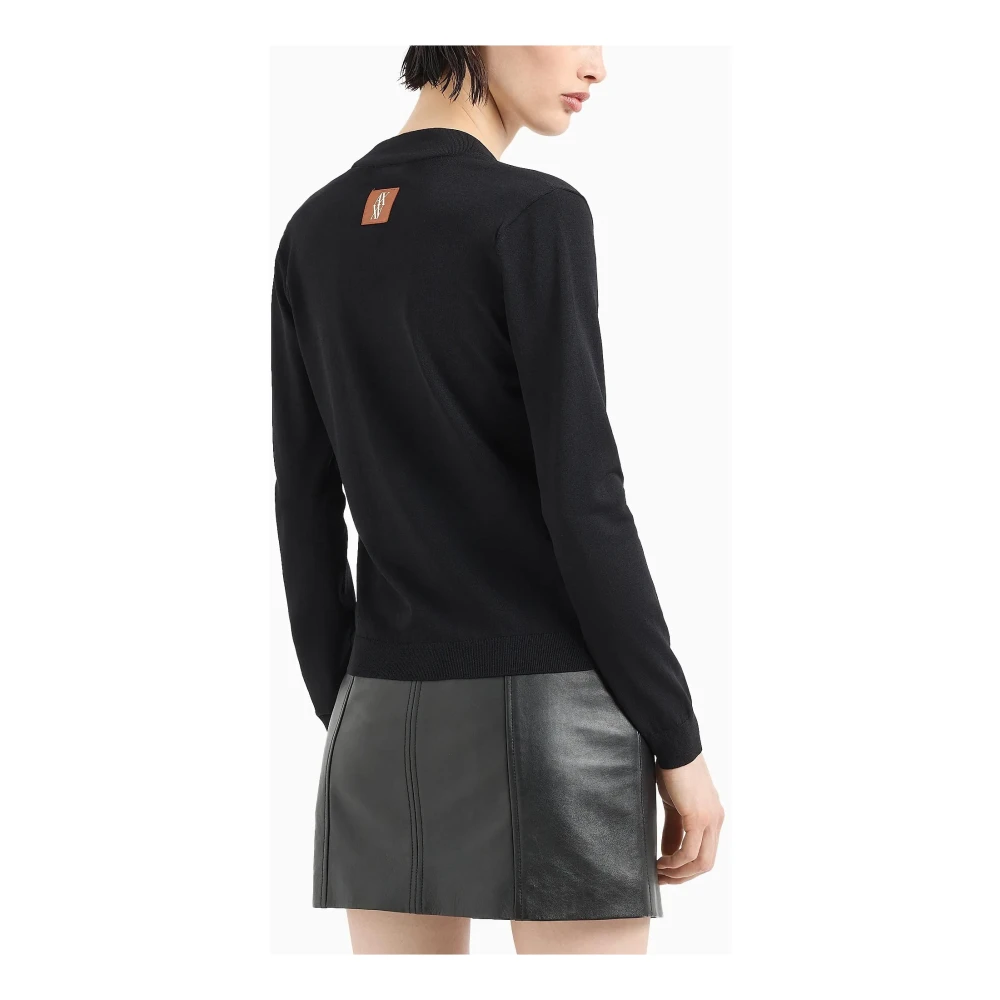 Armani Exchange Zwarte trui met lange mouwen en knoopsluiting Black Dames