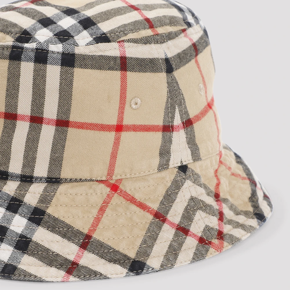 Burberry Archief Beige Check Bucket Hat Beige Dames