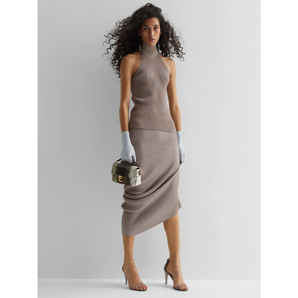 Fendi Grijze Mouwloze Halter Top Gray Dames