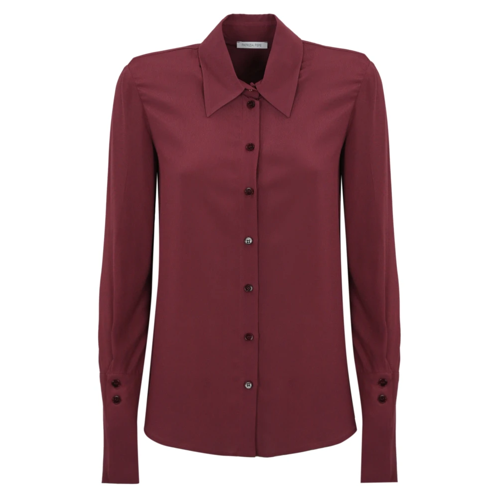 PATRIZIA PEPE Lange mouw viscose overhemd pruim Purple Dames
