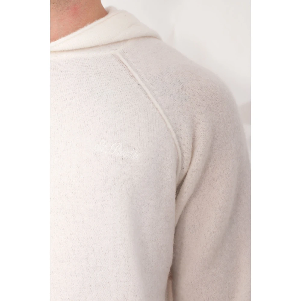 MC2 Saint Barth Stretch Wol Hoodie in Piccadilly Stijl White Heren