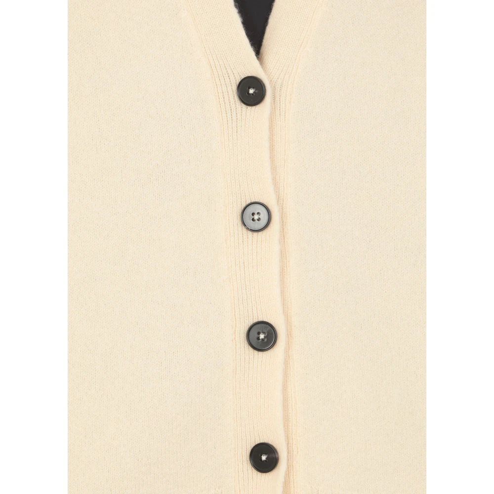 Jil Sander Ivoor wollen Cardigan met V-hals Beige Dames