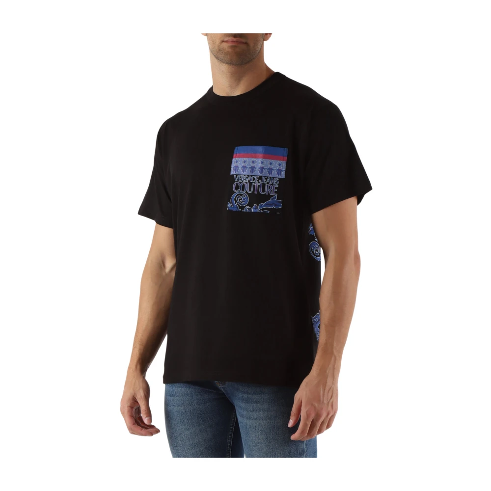 Versace Jeans Couture Regular Fit Katoenen T-shirt met Voorzak Black Heren