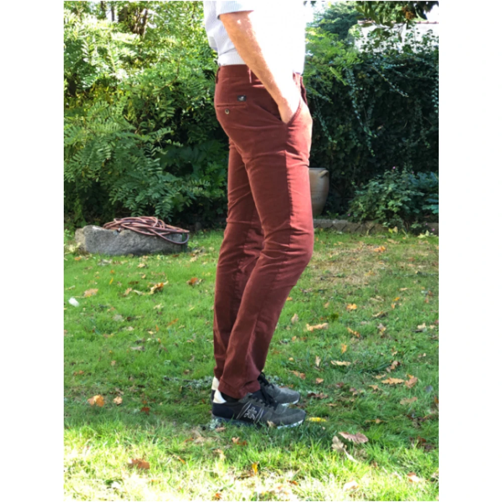 Mason's Slim Fit Fluweel Katoenen Chino Broek Red Heren