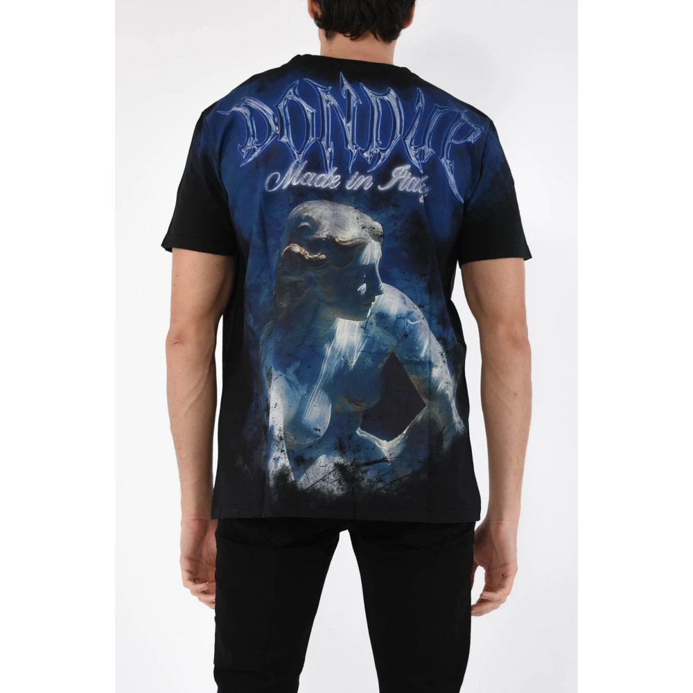 Dondup Jersey T-shirt met voor- en achterprint Black Heren