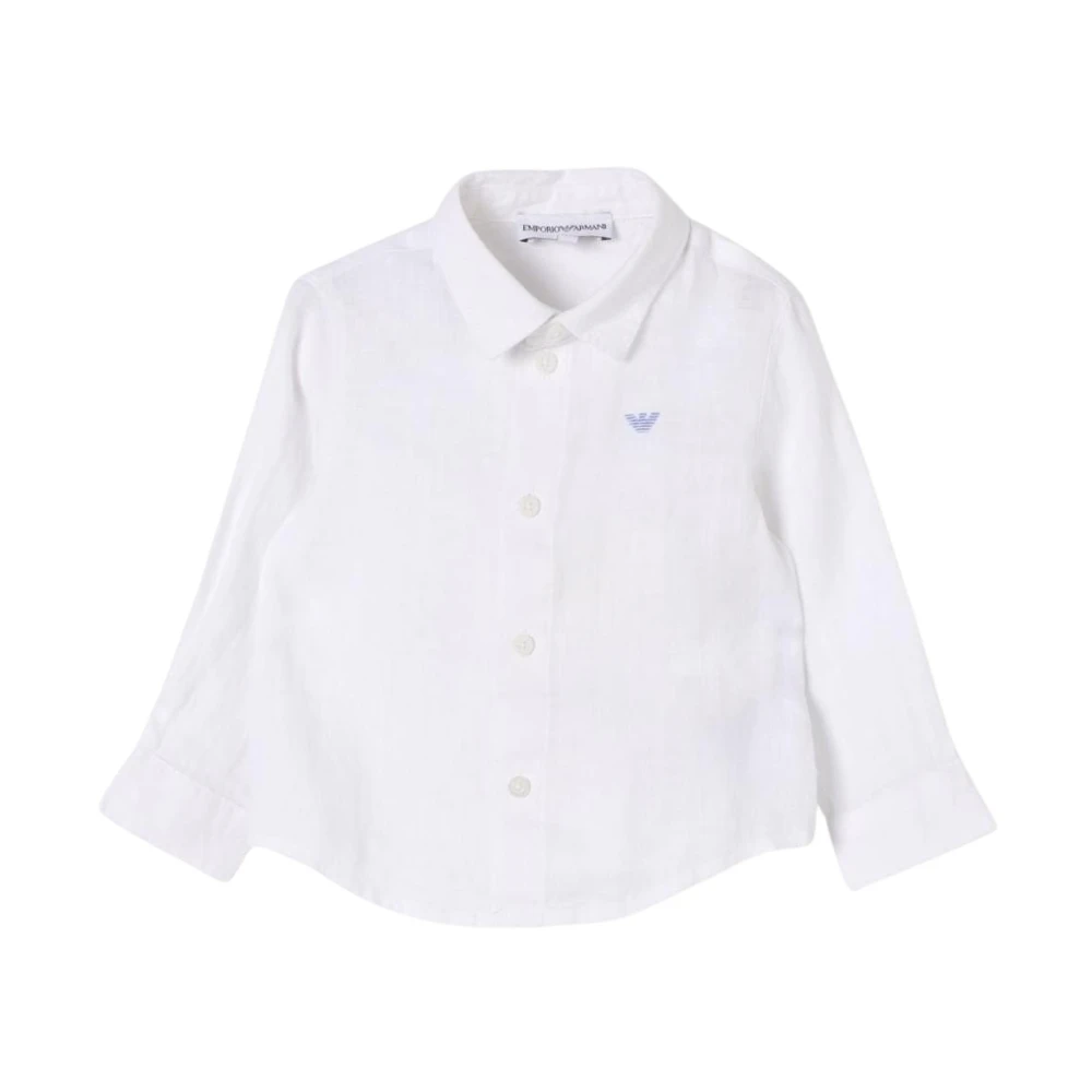 Emporio Armani Boys White Stylish Linen Shirt For