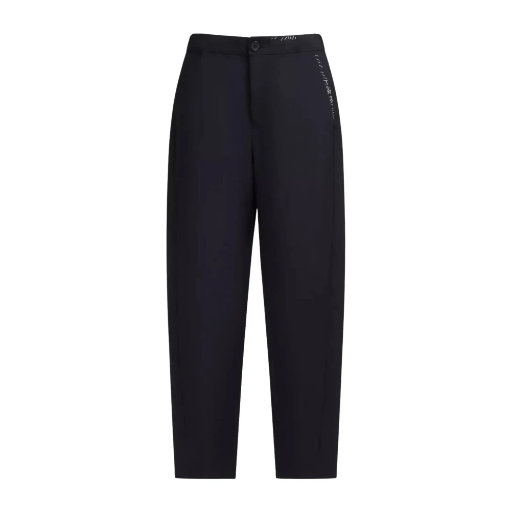 Marni Vrouw Blauw Broeken Dames, S, Wol, Navy Wool Zipper Pants