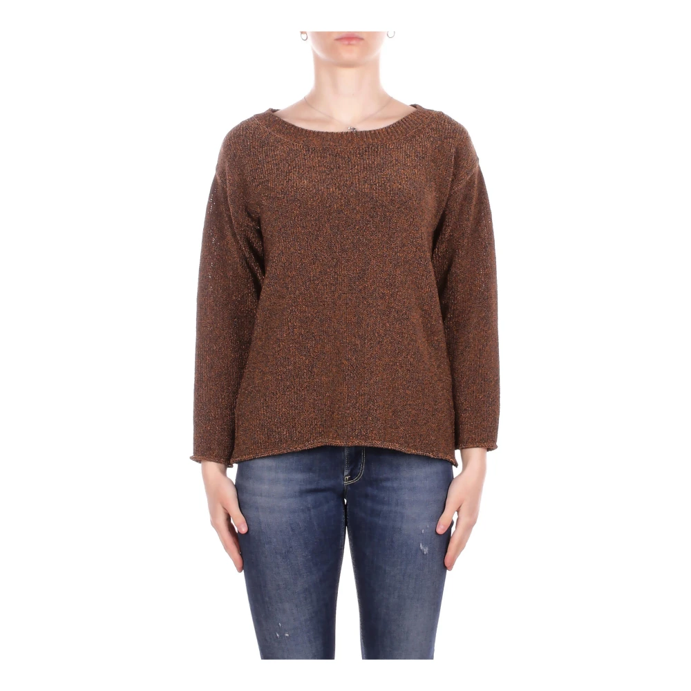 Alpha Studio Women's Brown Round-Neck Jumper - Round-Neck Knitwear - Xl - Knitwear