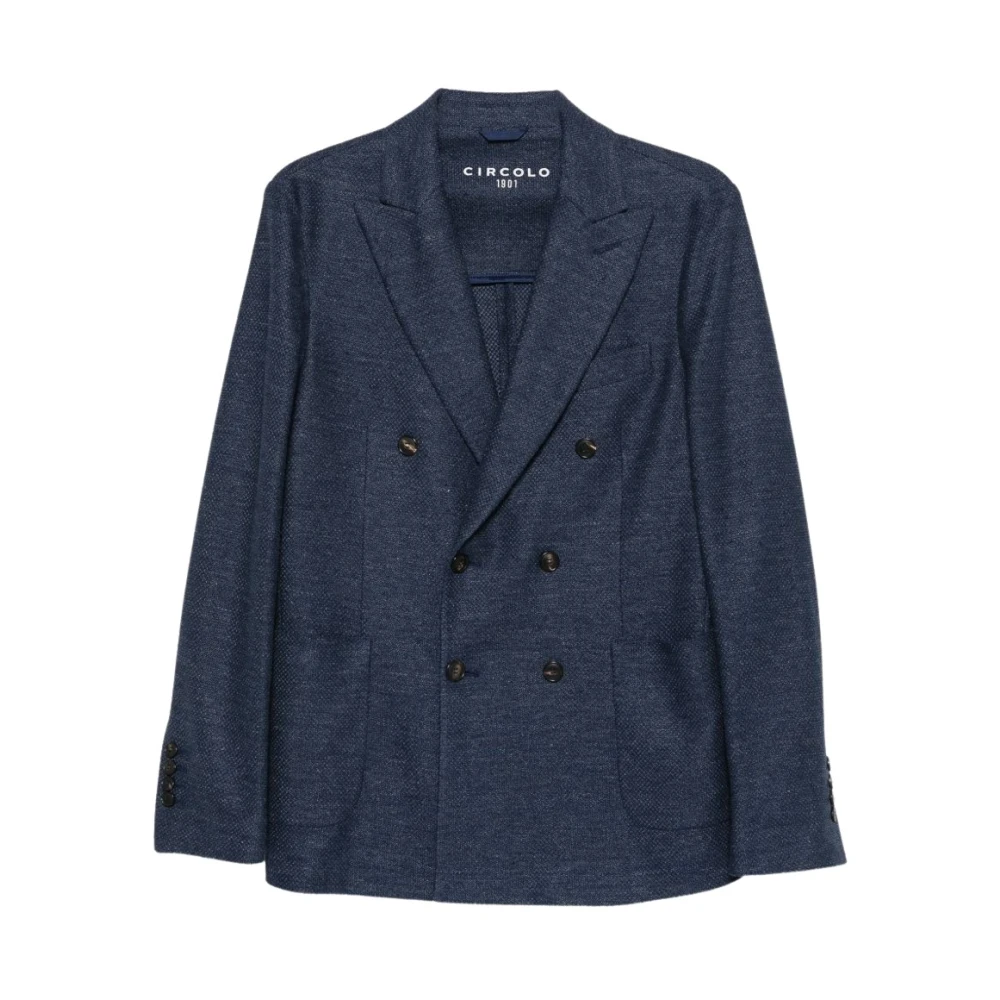 Circolo 1901 Men's Blue Blazers, Xl, Double-Breasted Wool Jacket