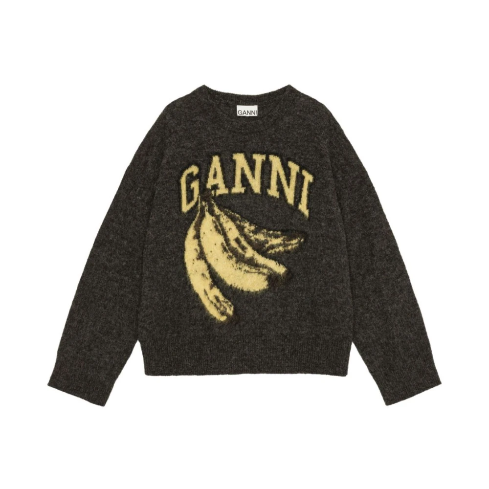 Ganni Women's Black Banana Graphic Jumper