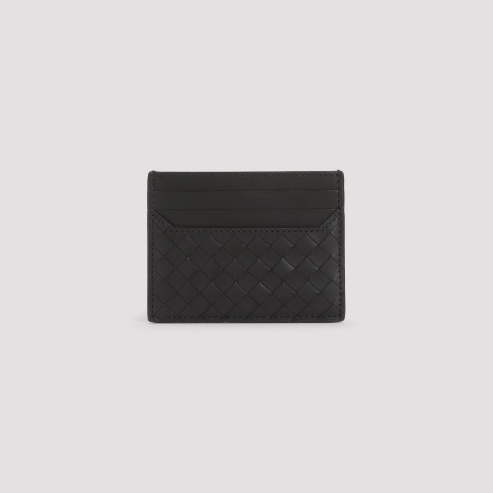 Bottega Veneta Zwarte Leren Portemonnee Stijlvol Ontwerp Black Heren