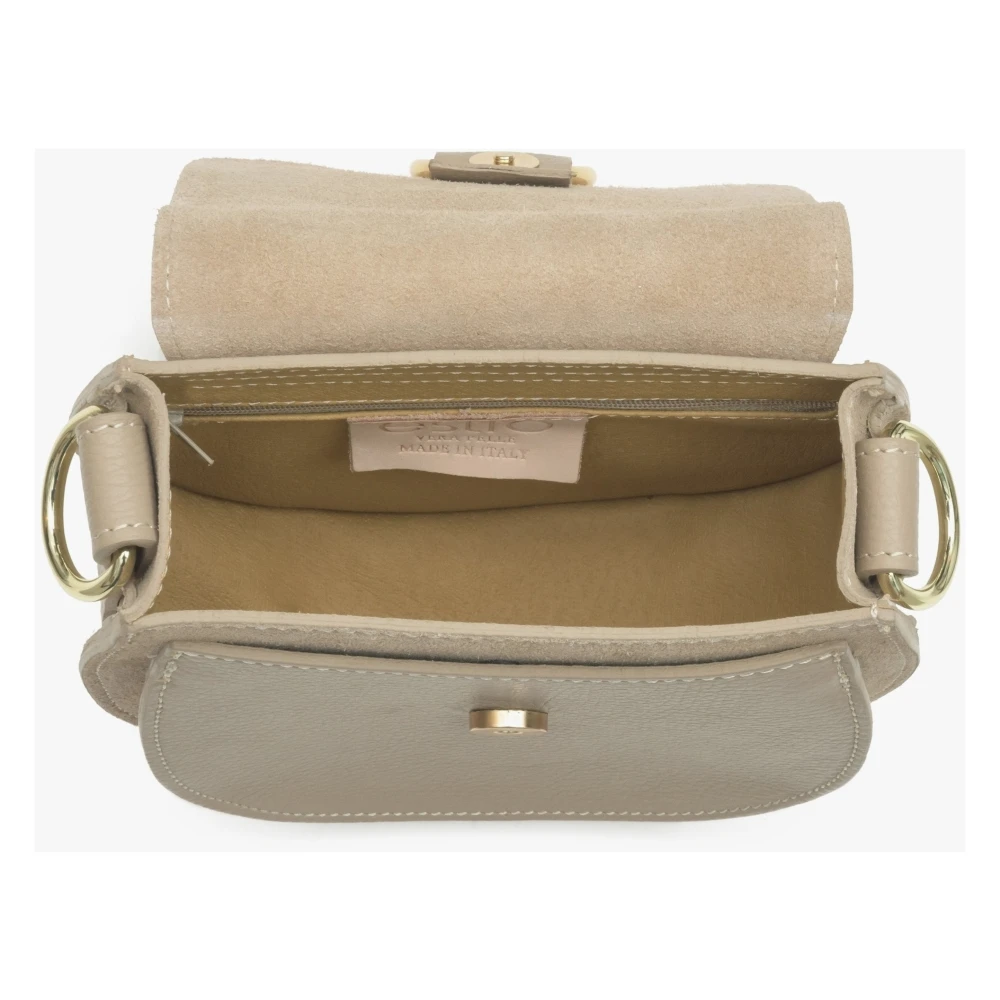 Estro Italiaans Leren Kleine Beige Crossbody Tas Er00115027 Beige Dames
