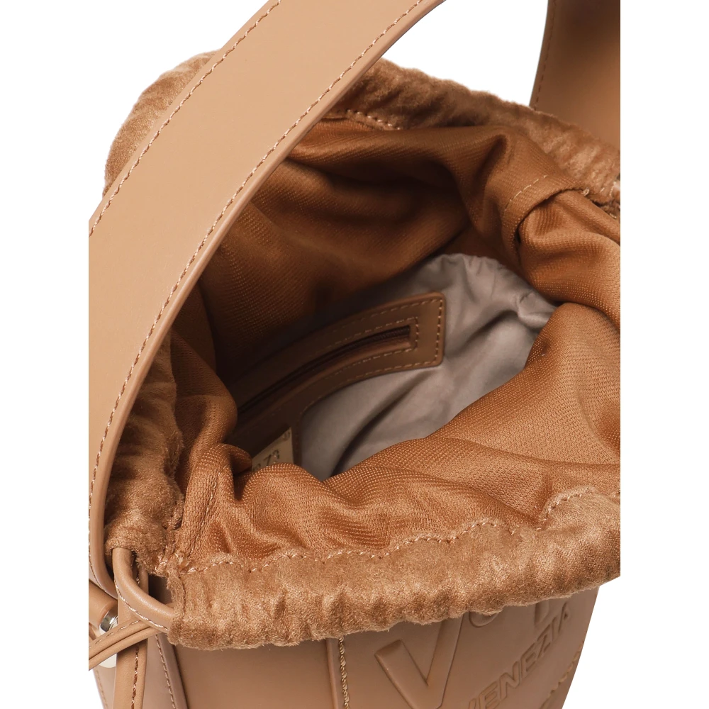 V73 Bruin Leren Bucket Tas met Trekkoordsluiting Brown Dames