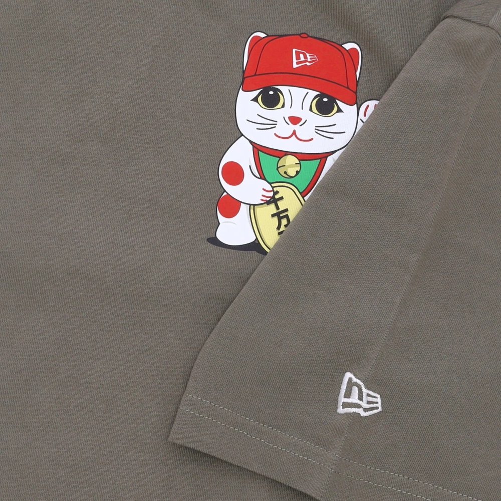 new era Grafisch T-shirt Lucky Paws Olijf Wit Green Heren