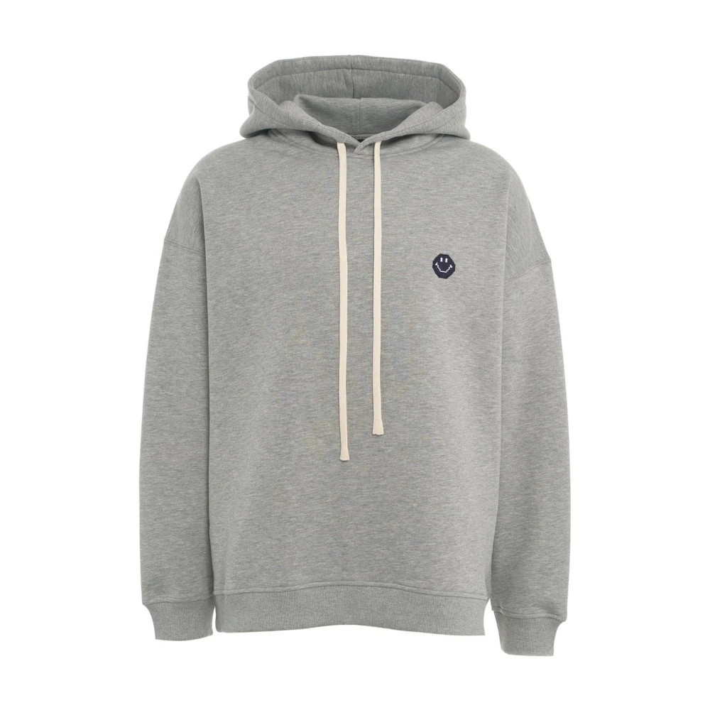 Joshua Sanders Broderad Logo Hoodie, Logo Patch, Tillverkad i Italien Gray, Herr