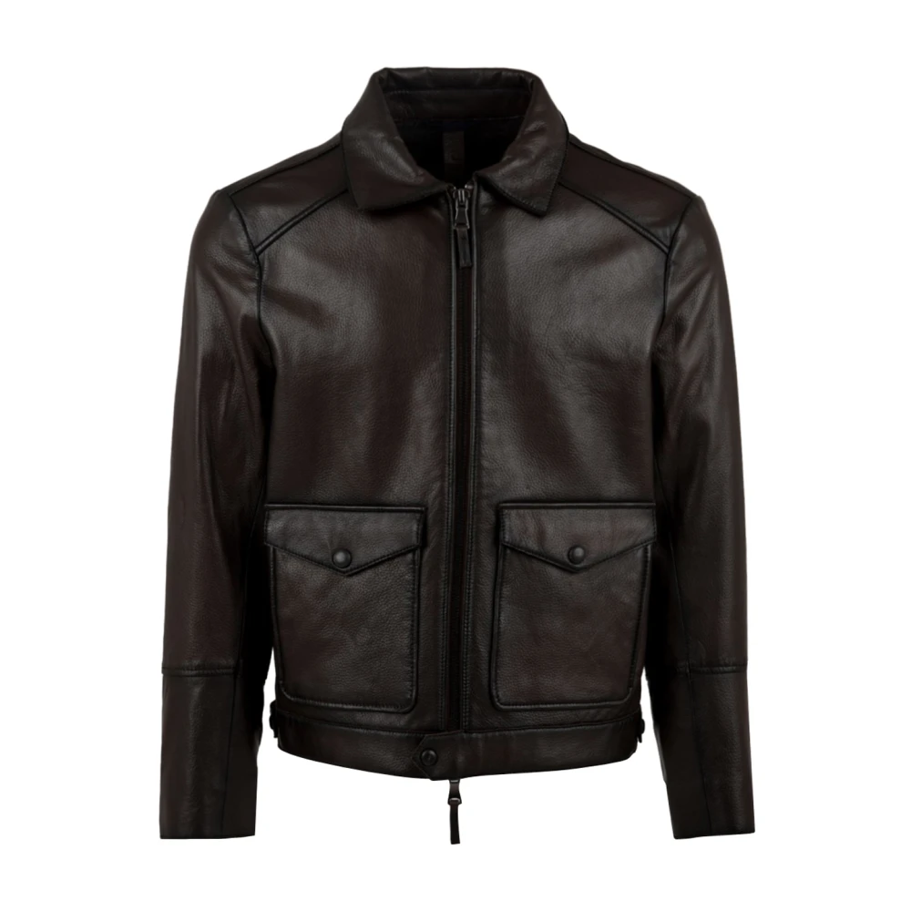 The Jack Leathers Leren jassen met dubbele ritssluiting en voorzakken Brown Heren