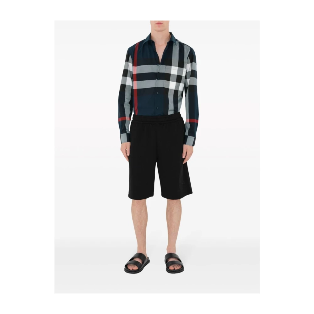 Burberry Geruite Overhemd Blue Heren