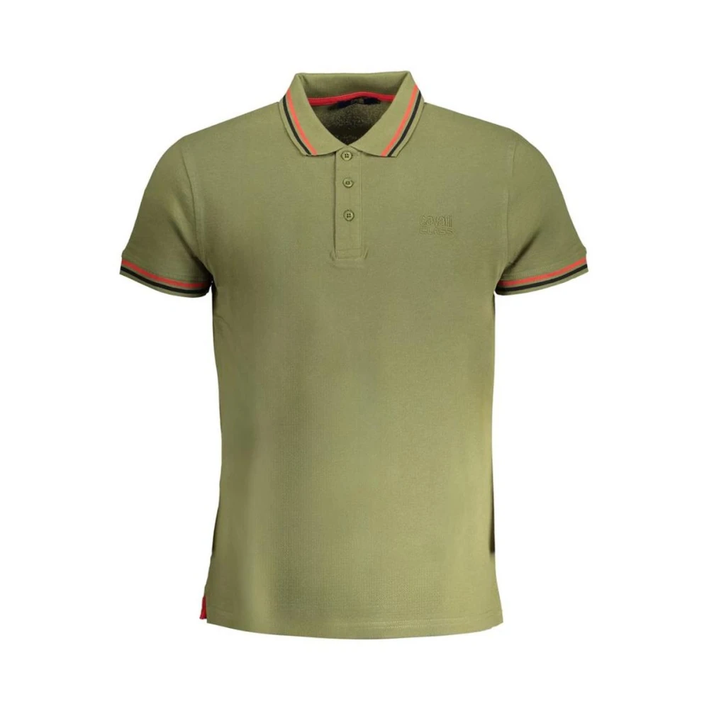 Cavalli Class Men's Green Polo Shirts,, Cotton Polo Shirt With Logo Extra Large