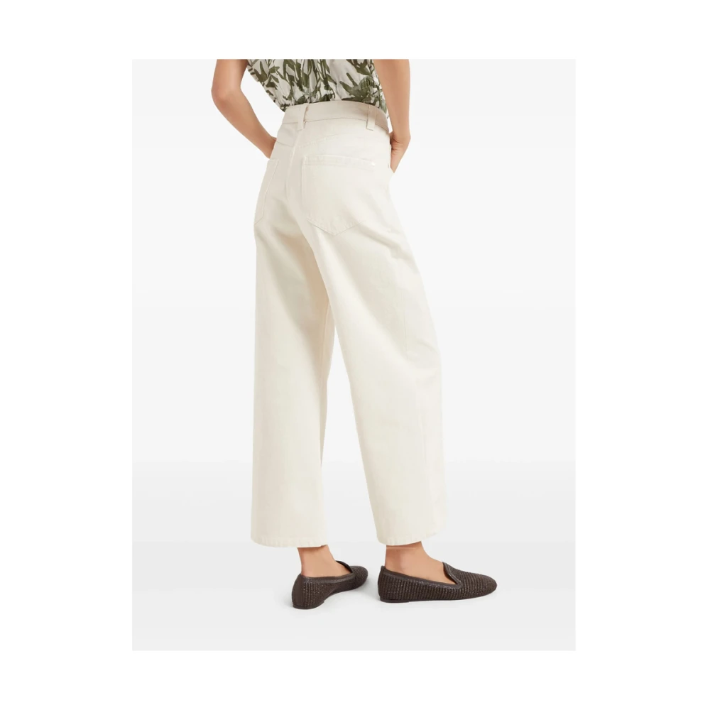 BRUNELLO CUCINELLI Ecru Broek met Kettingdetail White Dames