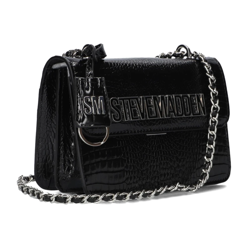 Steve Madden Zwarte Reptielenprint Schoudertas Black Dames