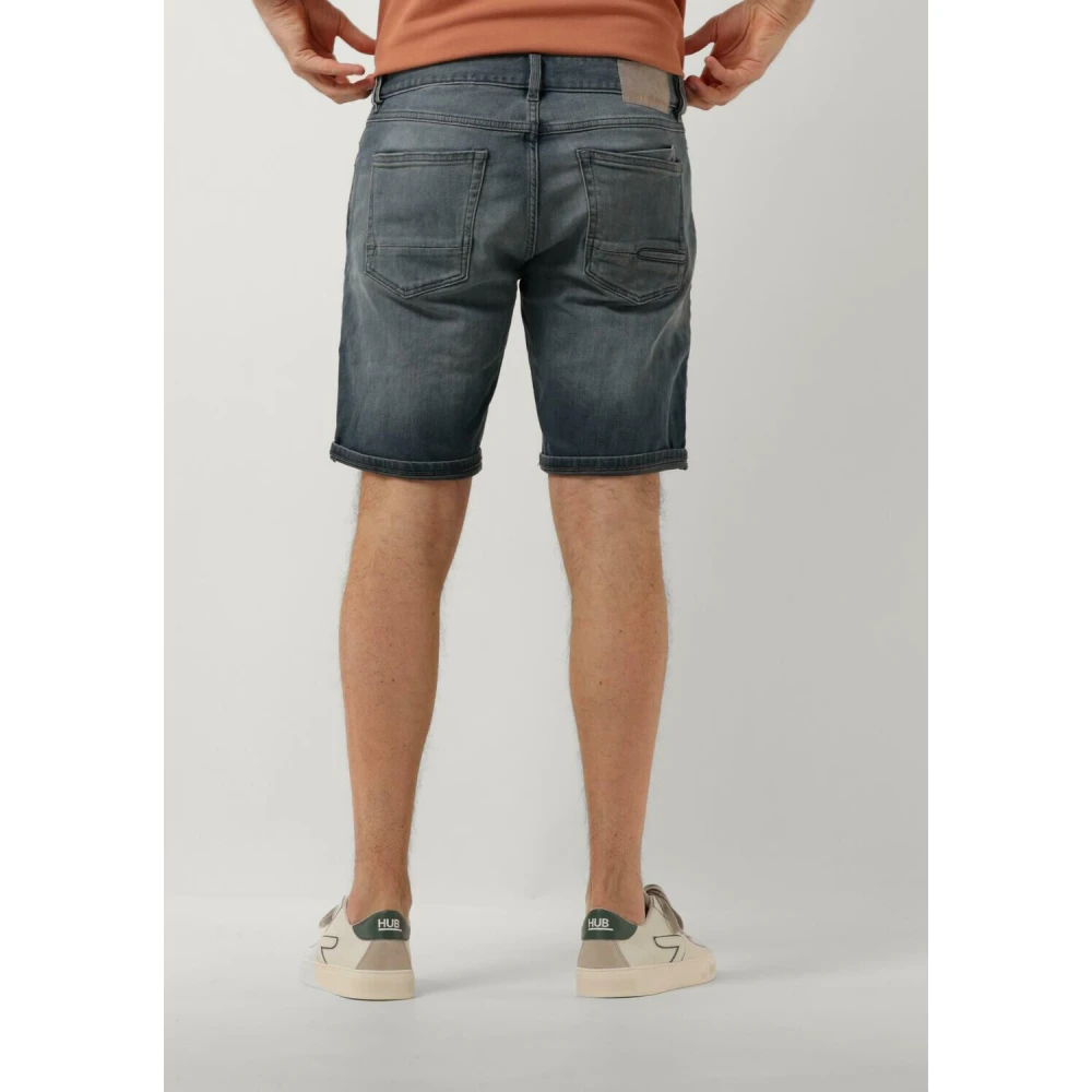 Cast Iron Denim Shorts True Blue Grey Blue Heren